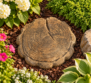 Small Log Stepping Stone – 13" Concrete Wood Slice Garden Paver
